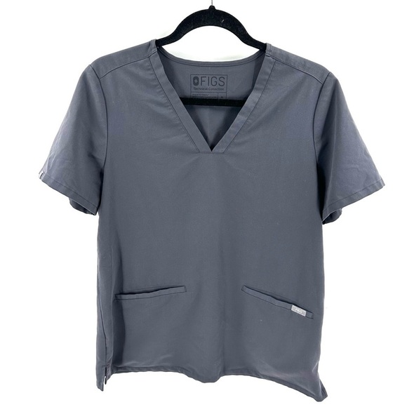 Figs Casma Scrub Top Three Pocket Medical Uniform Short Sleeve Gray Size Medium - Picture 10 of 10